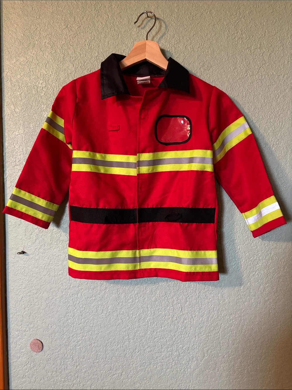 Children's Costume Red Reflective Firefighter Jacket Size 5/6 Good